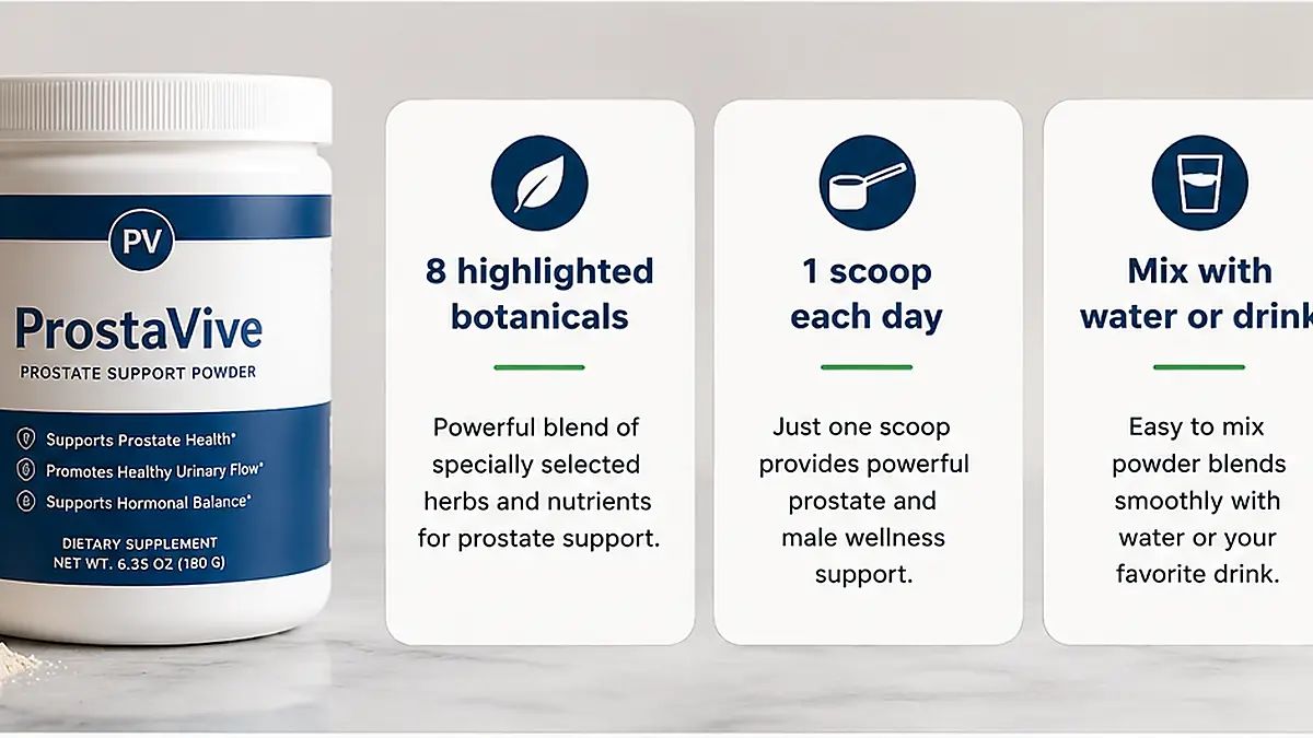 ProstaVive powder formula and daily serving overview